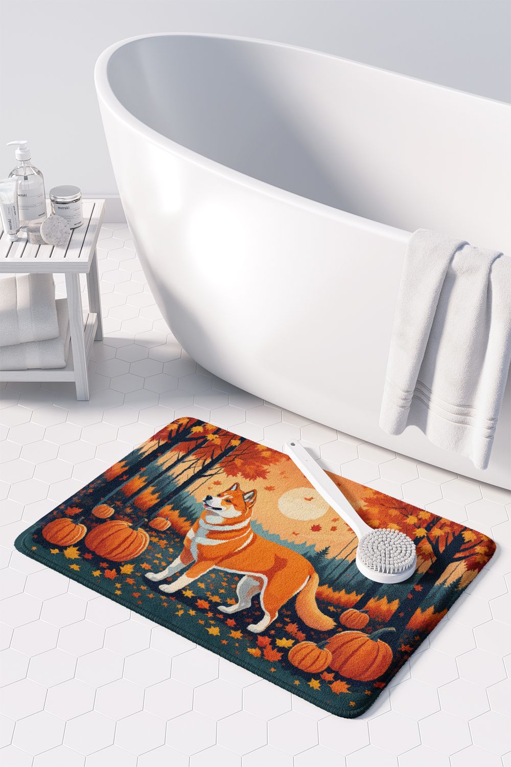 Akita Fall Memory Foam Kitchen Mat Machine Washable Anti-Fatigue Mat Cushion Comfort Bath Mat or Kitchen Rug