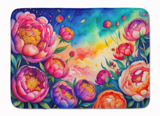 Peonies in Color Memory Foam Kitchen Mat Machine Washable Anti-Fatigue Mat Cushion Comfort Bath Mat or Kitchen Rug