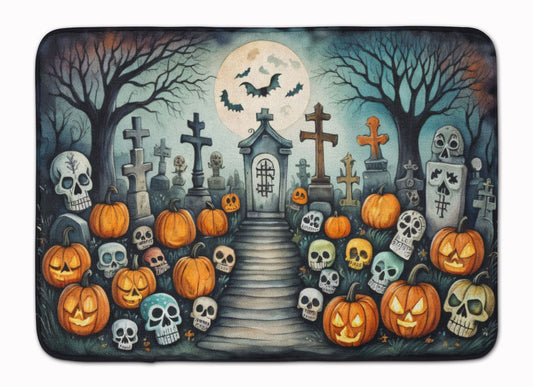 Calaveras Sugar Skulls Spooky Halloween Memory Foam Kitchen Mat Machine Washable Anti-Fatigue Mat Cushion Comfort Bath Mat or Kitchen Rug